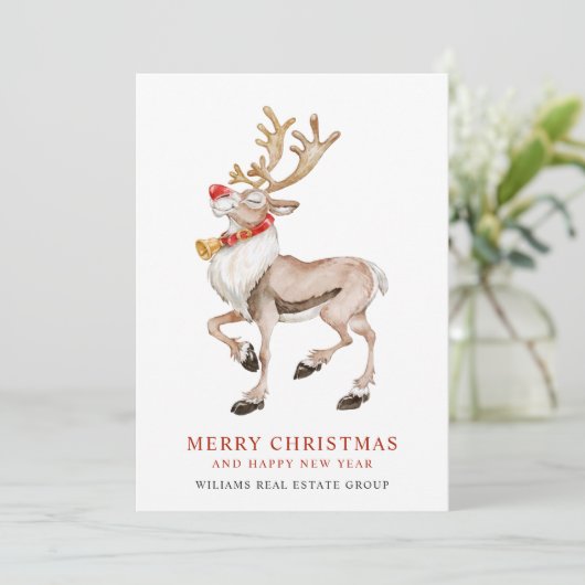 かわいいクリスマスのトナカイおもしろいのあいさつ企業のつ シーズンカード (スタンド正面)