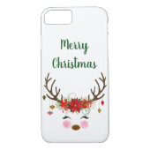 かわいいクリスマスのトナカイおよびポインセチア Case-Mate iPhoneケース (裏面)