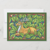 かわいいクリスマスのトナカイがホーリーのある森にいる 招待状 (正面)