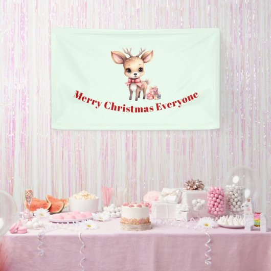 かわいいクリスマスのトナカイとホリデーギフト 横断幕 (パーティー)