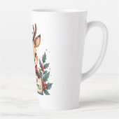 かわいいクリスマスのトナカイとホリーと看板 カフェラテマグ (右)