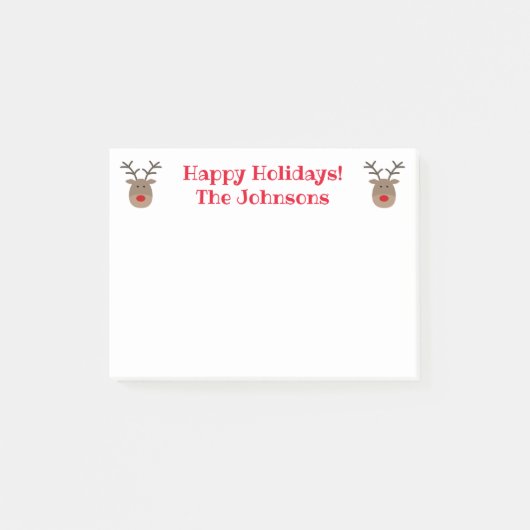 かわいいクリスマスのトナカイのカスタムの休日 ポストイット (正面)