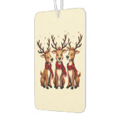 かわいいクリスマスのトナカイのトリオと格子状のスカーフ カーエアーフレッシュナー (左)