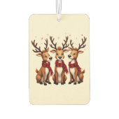 かわいいクリスマスのトナカイのトリオと格子状のスカーフ カーエアーフレッシュナー (裏面)