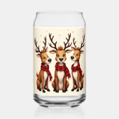 かわいいクリスマスのトナカイのトリオと格子状のスカーフ ガラス缶 (裏面)