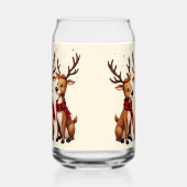 かわいいクリスマスのトナカイのトリオと格子状のスカーフ ガラス缶 (右)