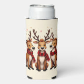 かわいいクリスマスのトナカイのトリオと格子状のスカーフ スリム缶クーラー (Seltzer裏面)