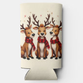 かわいいクリスマスのトナカイのトリオと格子状のスカーフ スリム缶クーラー (裏面)