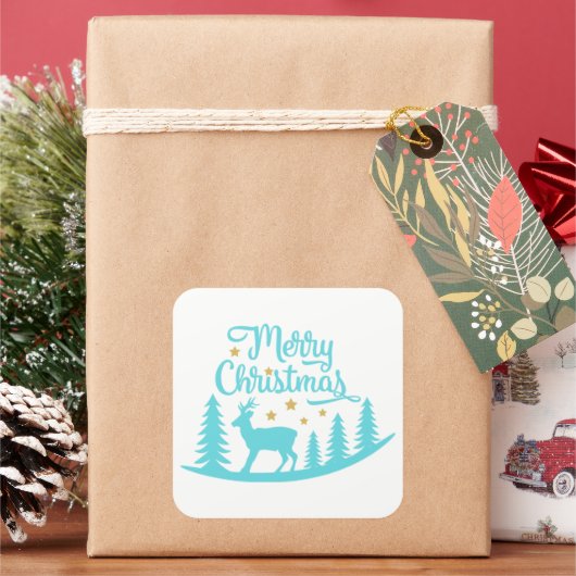 かわいいクリスマスのトナカイのホリデーシール スクエアシール (クリスマス)
