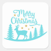 かわいいクリスマスのトナカイのホリデーシール スクエアシール (正面)