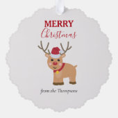 かわいいクリスマスのトナカイの家族の名前 オーナメントカード (裏面)