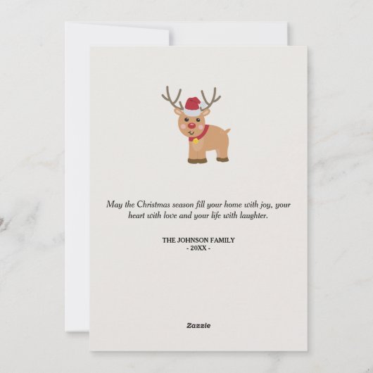 かわいいクリスマスのトナカイの家族の名前 シーズンカード (裏面)