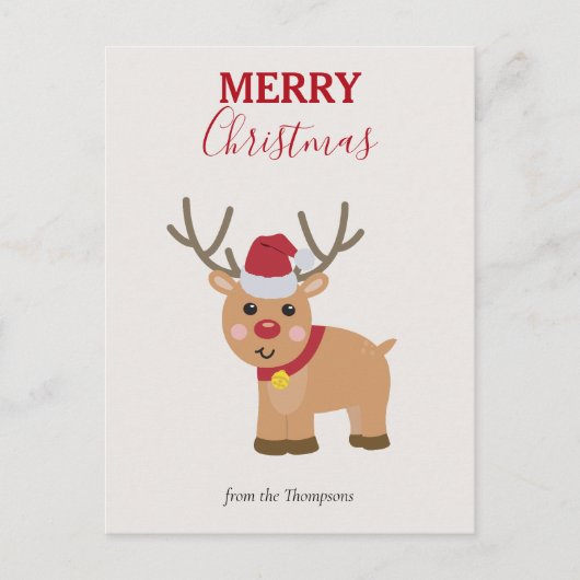 かわいいクリスマスのトナカイの家族の名前 シーズンポストカード (正面)