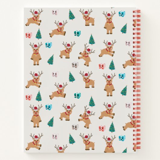かわいいクリスマスのトナカイの家族の名前 ノートブック (裏面)