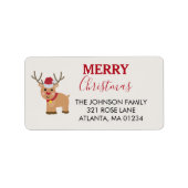 かわいいクリスマスのトナカイの家族の名前 ラベル (正面)