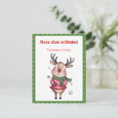 かわいいクリスマスのトナカイの面白い願いレトロ ポストカード (スタンド正面)