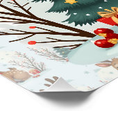 かわいいクリスマスのトナカイの風景　雪の森 ポスター (コーナー)