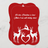 かわいいクリスマスのトナカイ白サンタヘルパーカード (正面/裏面)