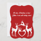 かわいいクリスマスのトナカイ白サンタヘルパーカード (正面)