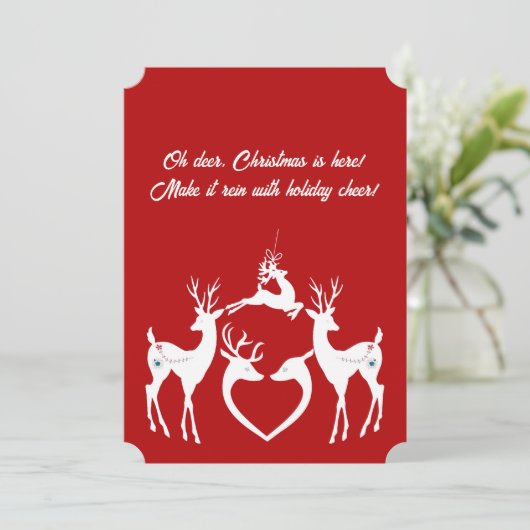 かわいいクリスマスのトナカイ白サンタヘルパーカード シーズンカード (スタンド正面)