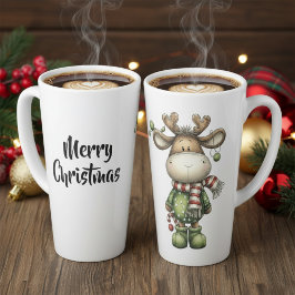 かわいいクリスマスのトナカイ カフェラテマグ