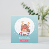 かわいいクリスマスのトナカイ クリスマスカード (スタンド正面)