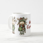 かわいいクリスマスのトナカイ コーヒーマグカップ (正面左)