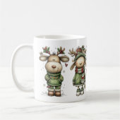 かわいいクリスマスのトナカイ コーヒーマグカップ (左)