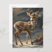 かわいいクリスマスのトナカイ シーズンポストカード (正面/裏面)