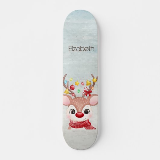 かわいいクリスマスのトナカイ スケートボード (正面)