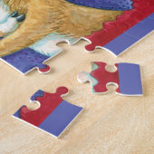 かわいいクリスマスのトナカイ、ミストルトゥのロマンチックなキス ジグソーパズル (側面)