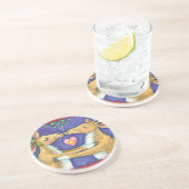 かわいいクリスマスのトナカイ、ミストルトゥの下でのロマンチックなキス コースター (側面)