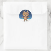 かわいいクリスマスのトナカイ ラウンドシール (バッグ)