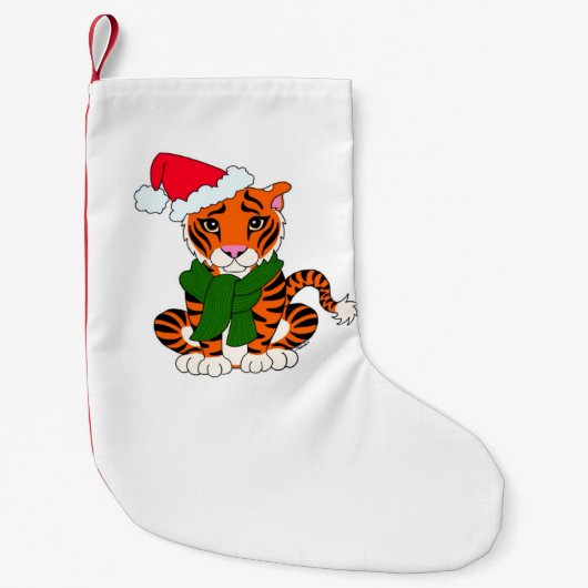 かわいいクリスマスのトラのストッキング スモールクリスマスストッキング (正面)