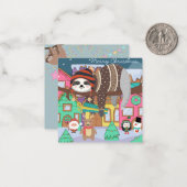 かわいいクリスマスのナマケモノ ノートカード (正面/裏面インサイチュ)