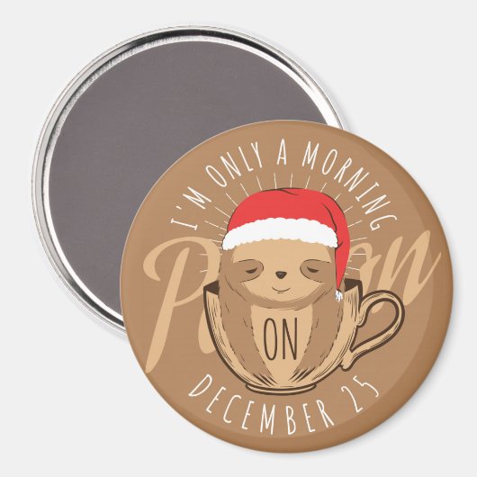 かわいいクリスマスのナマケモノ マグネット (正面/裏面)