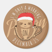 かわいいクリスマスのナマケモノ マグネット (正面)