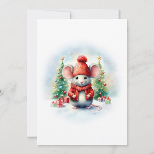 かわいいクリスマスのネズミパーティー 招待状 (裏面)