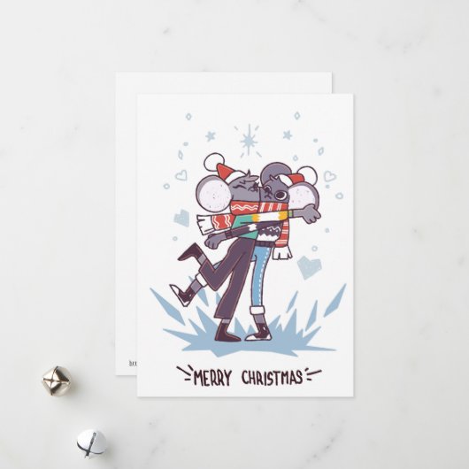 かわいいクリスマスのネズミ シーズンカード (正面/裏面インサイチュ)