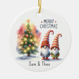 かわいいクリスマスのノームのオーダーメイドグッズ セラミックオーナメント