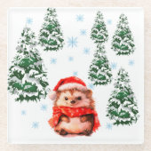 かわいいクリスマスのハリネズミ コースター - ユニークなホリデーH (正面)