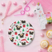 かわいいクリスマスのパグの紙皿 ペーパープレート (パーティー)