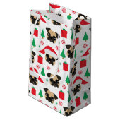 かわいいクリスマスのパグ スモールペーパーバッグ (裏面アングル)