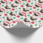 かわいいクリスマスのパグ ラッピングペーパー (角)