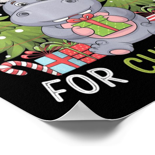 かわいいクリスマスのヒッポタマスクリスマスにぴったり ポスター (角)