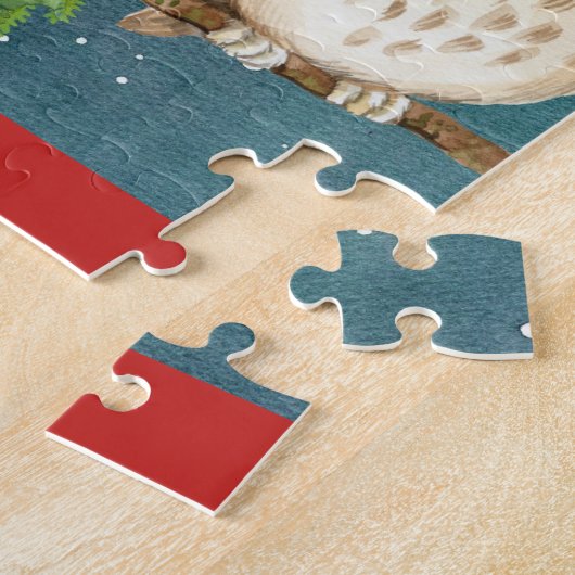 かわいいクリスマスのフクロウ ジグソーパズル (側面)