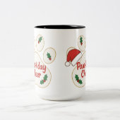 かわいいクリスマスのペットの足 ツートーンマグカップ (中央)