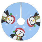 かわいいクリスマスのペンギンの木のスカート ブラッシュドポリエステルツリースカート (正面)