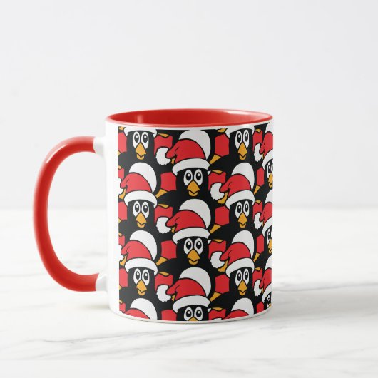 かわいいクリスマスのペンギンパターン赤 マグカップ (左)