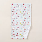 かわいいクリスマスのホッキョクグマとスノーフレーク バスタオルセット (ハンドタオル)